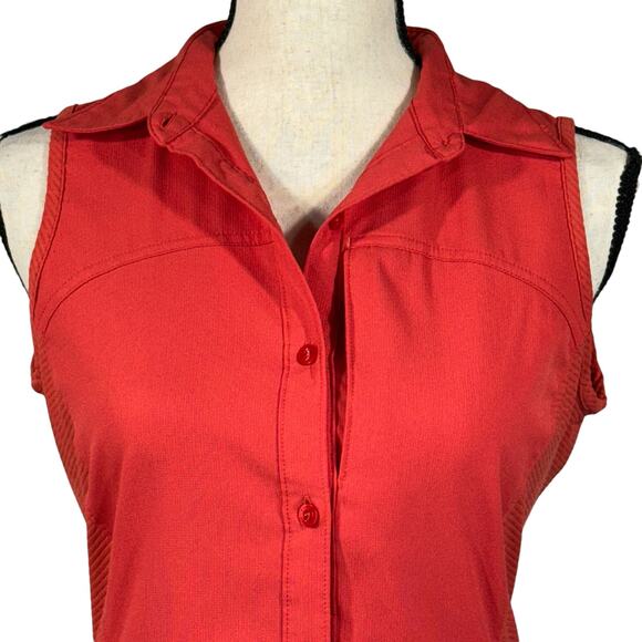Columbia Small Top Omni-Shade Sleeveless Button-Up Stretch Pocket Collared Vents - Picture 2 of 14